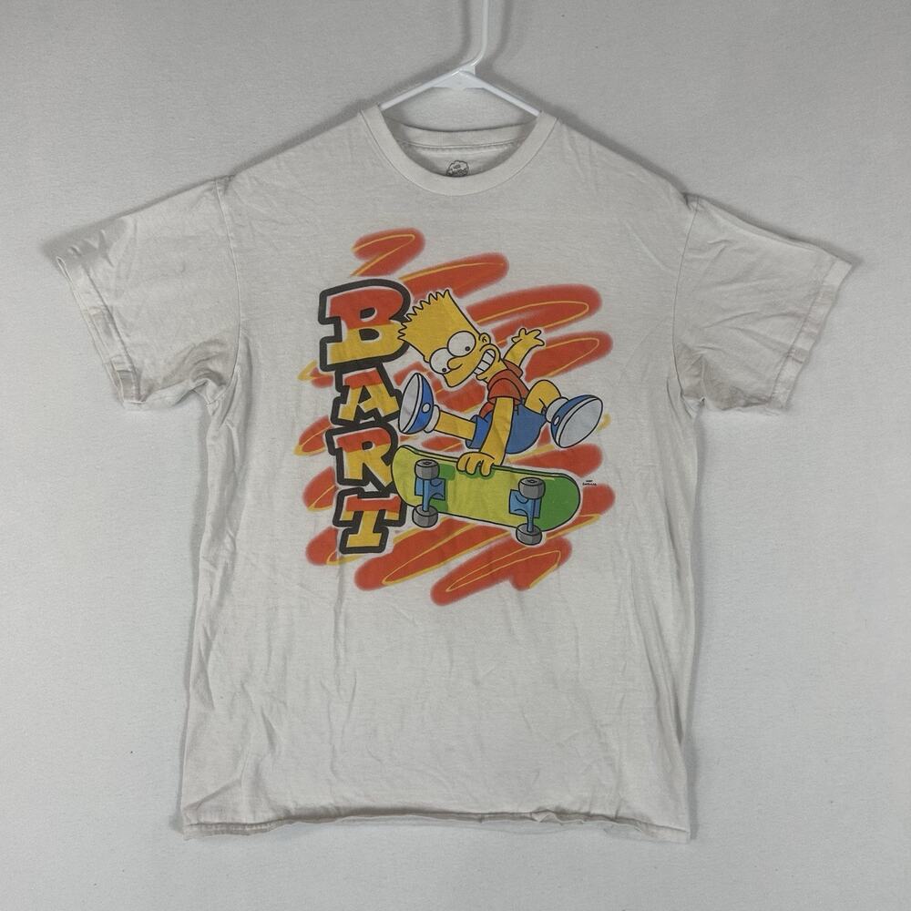 The Simpsons 20th Television T-shirt Mens Medium Bart Skateboard White Tee Top